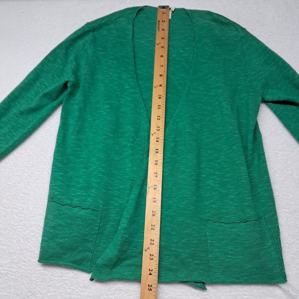 Eileen Fisher Cardigan Womens XS Green Open Front Cotton Linen Pockets Casual - Picture 7 of 9